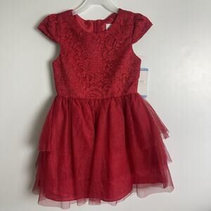 NWT Rare Editions Girls Special Holiday Occasion Dress Red Glitter SMALL (6/6X)